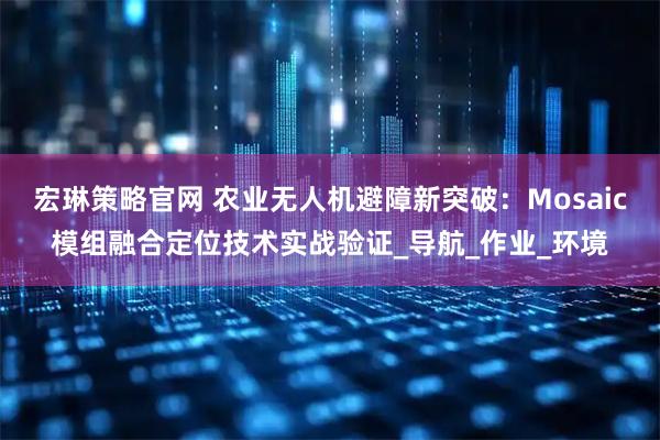 宏琳策略官网 农业无人机避障新突破：Mosaic模组融合定位技术实战验证_导航_作业_环境